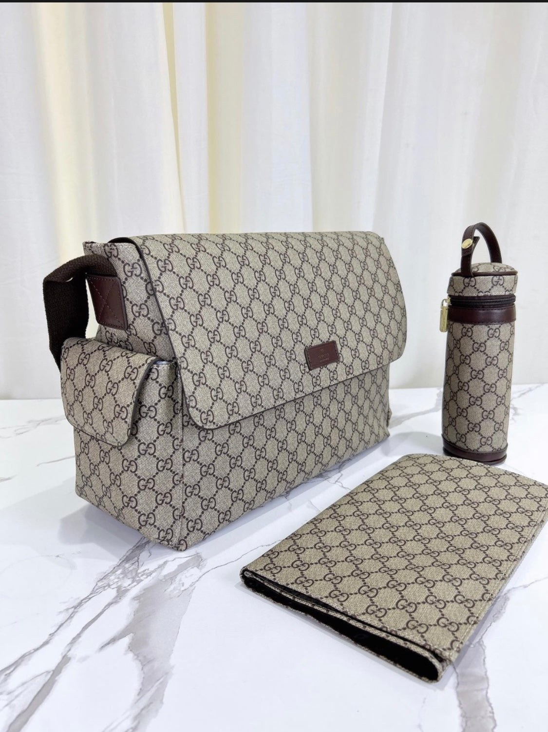 Plain brown baby bag set