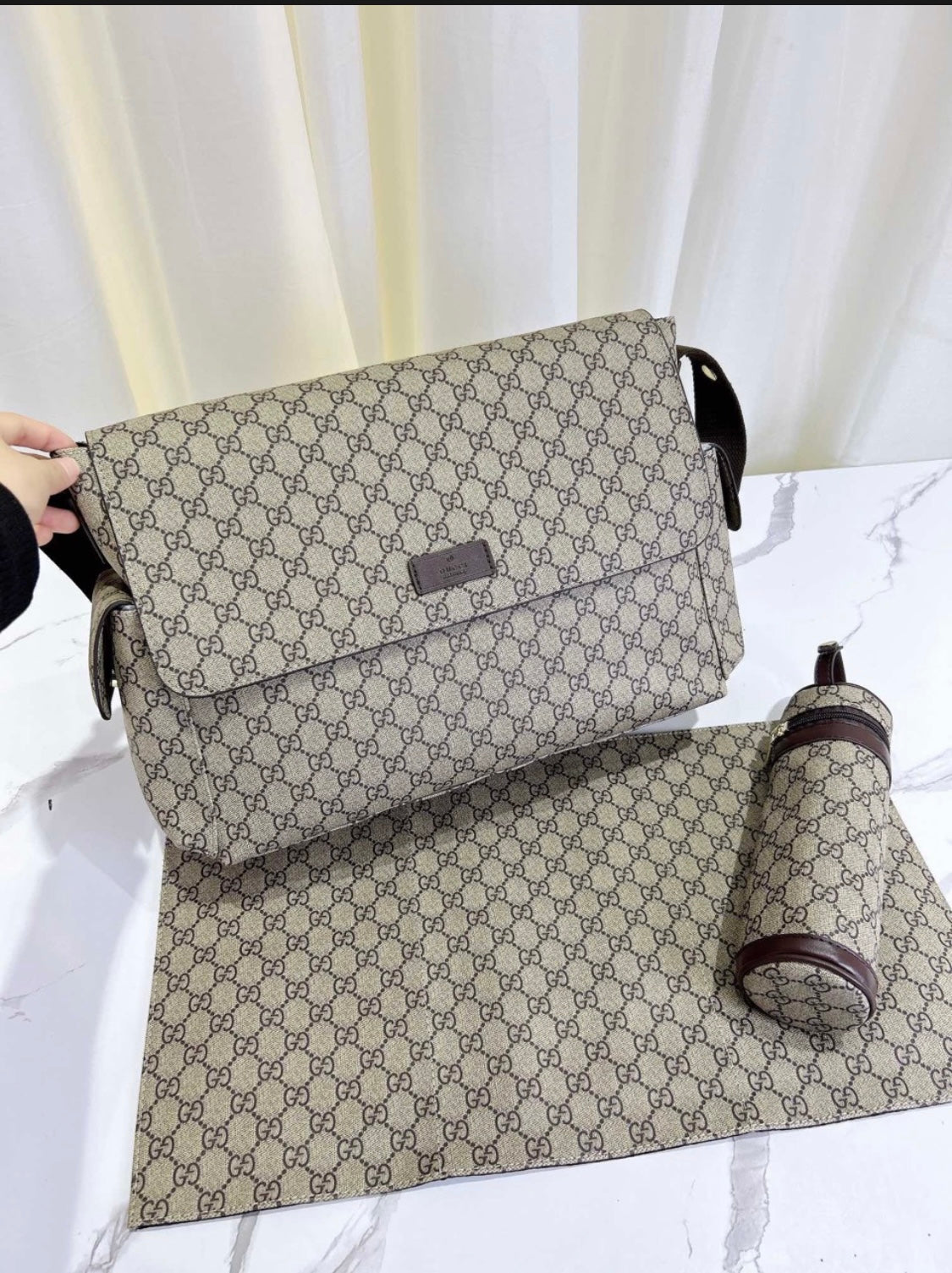 Plain brown baby bag set