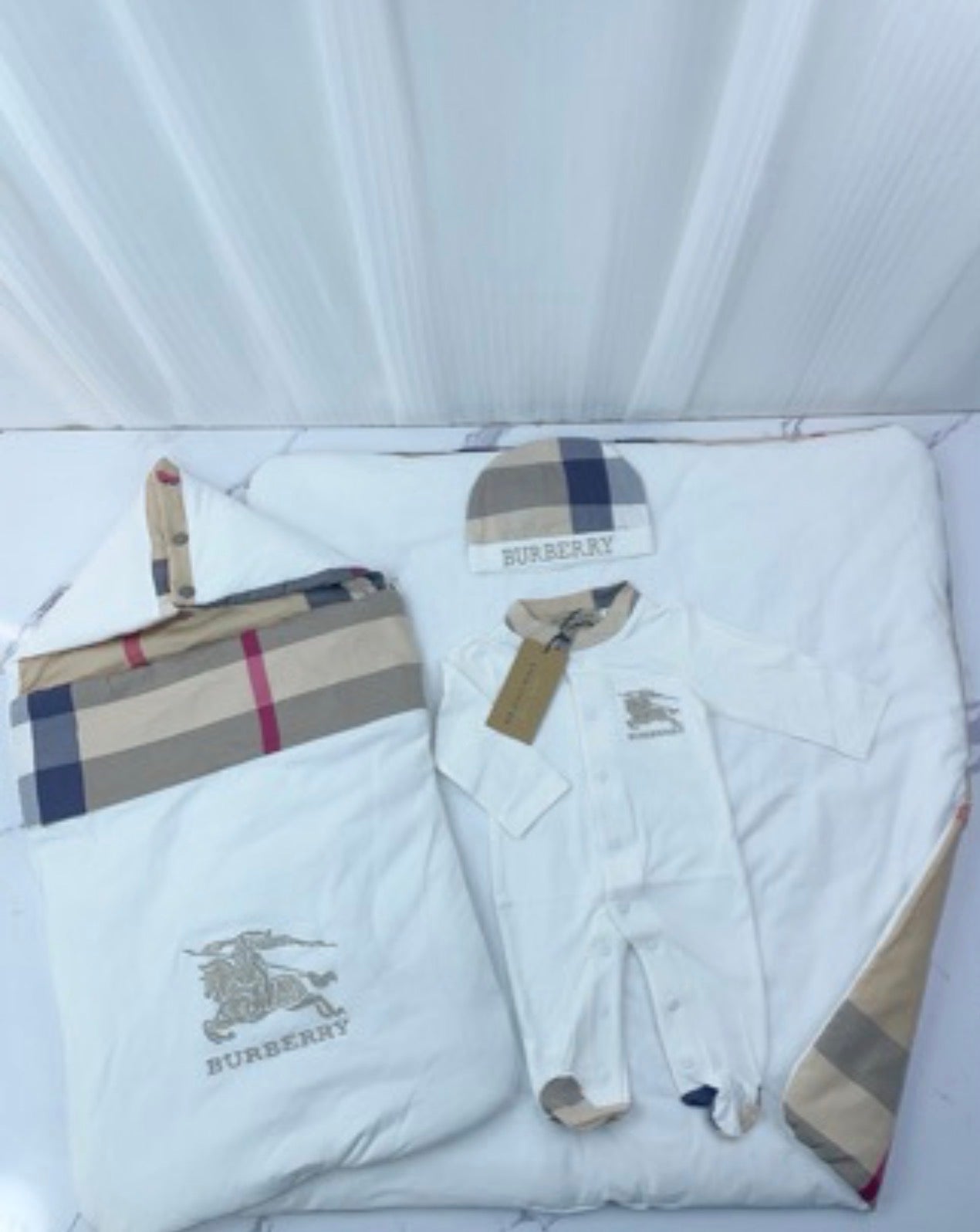 Burberry romper and swaddle