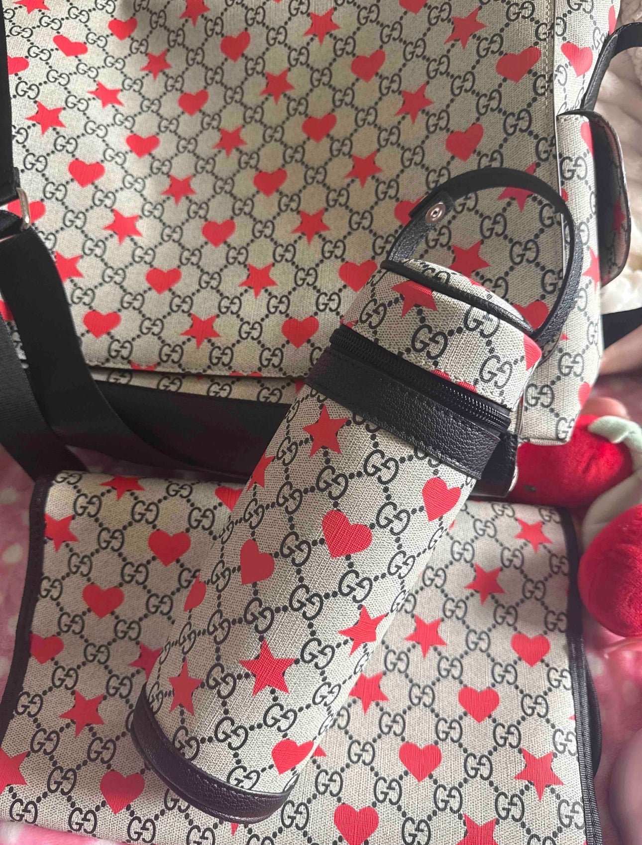 Gucci changing bag with hearts