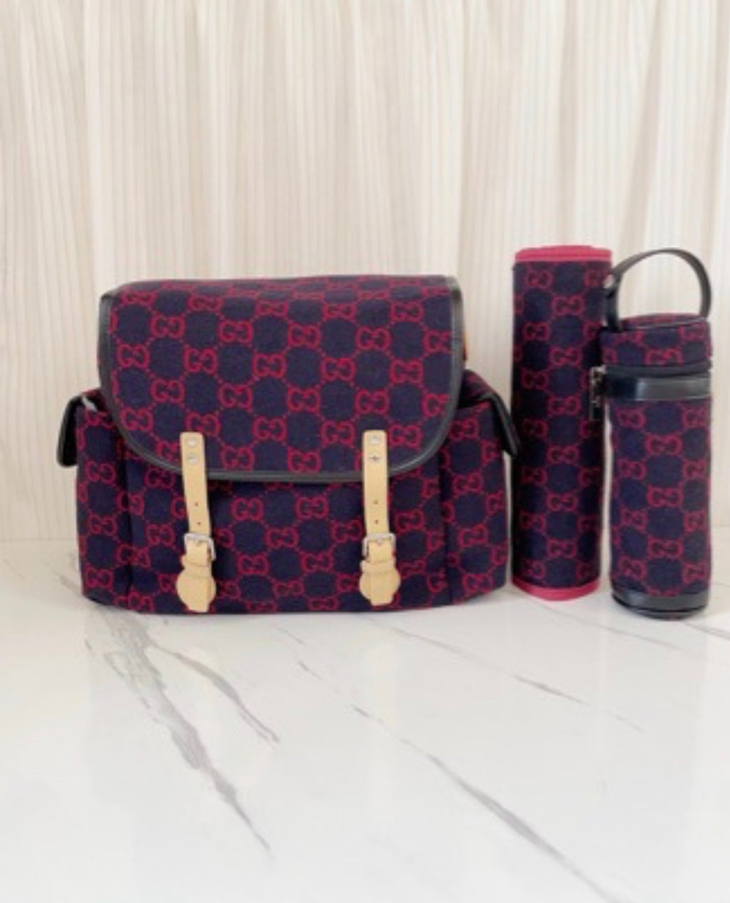 Navy and red Gucci 3 in 1 changing bag