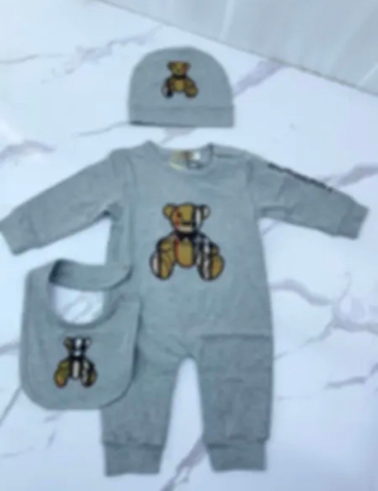 Grey Burberry baby grower