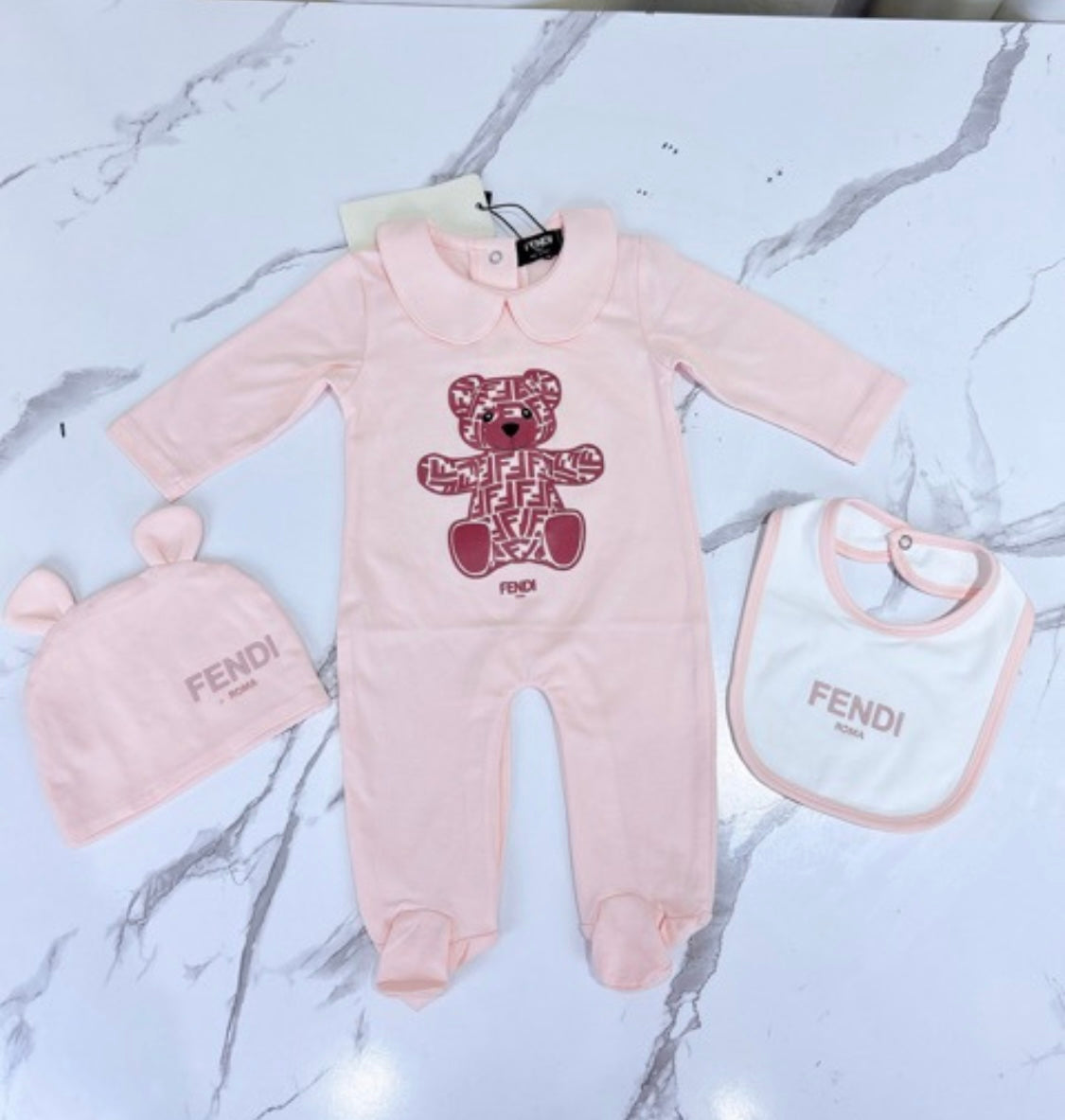 Pink baby set & bib