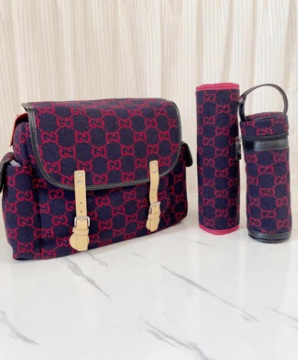 Navy and red Gucci 3 in 1 changing bag