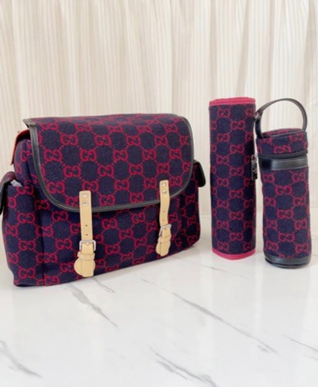 Navy and red Gucci 3 in 1 changing bag