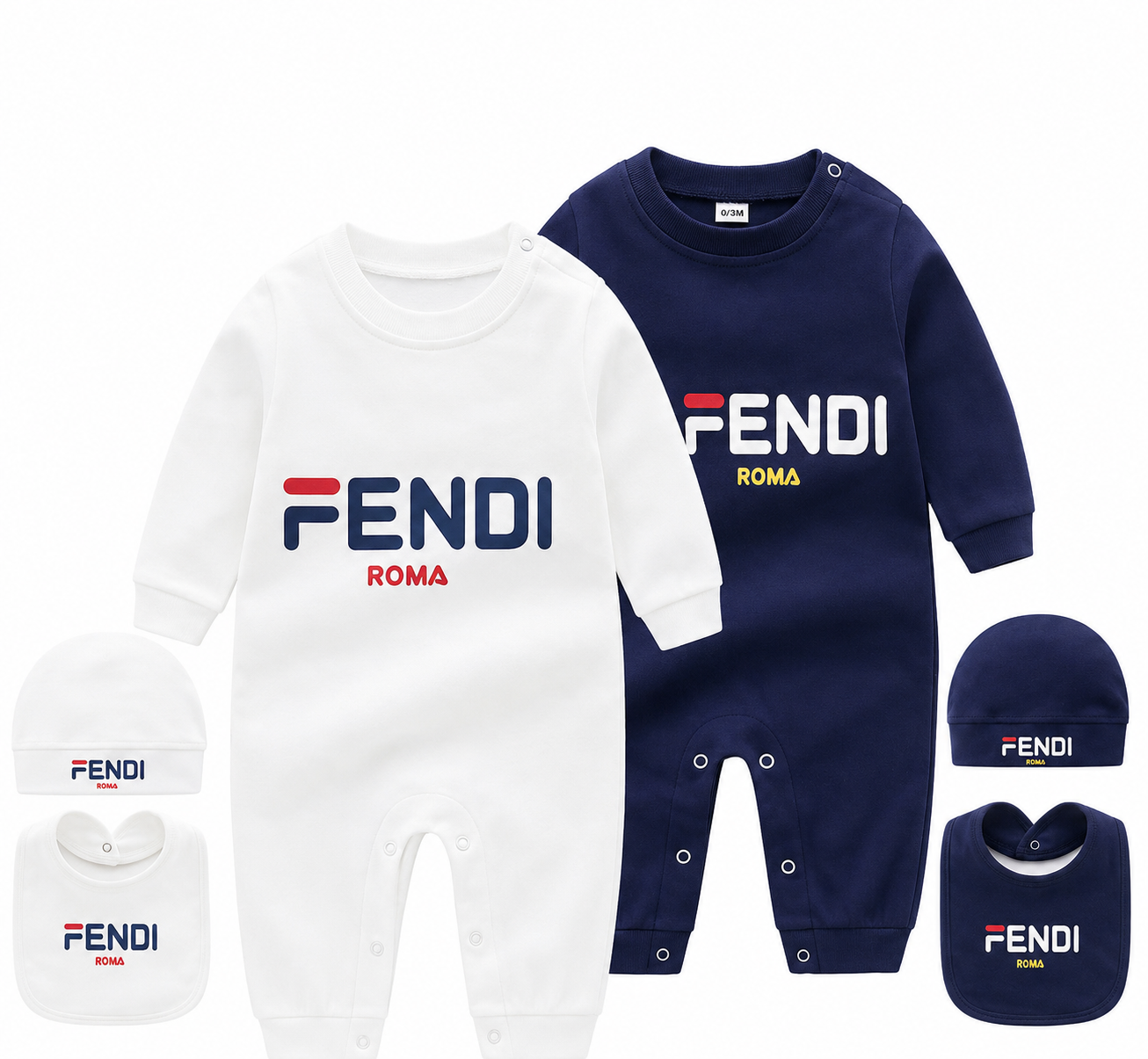 Fendi baby hat and bib set