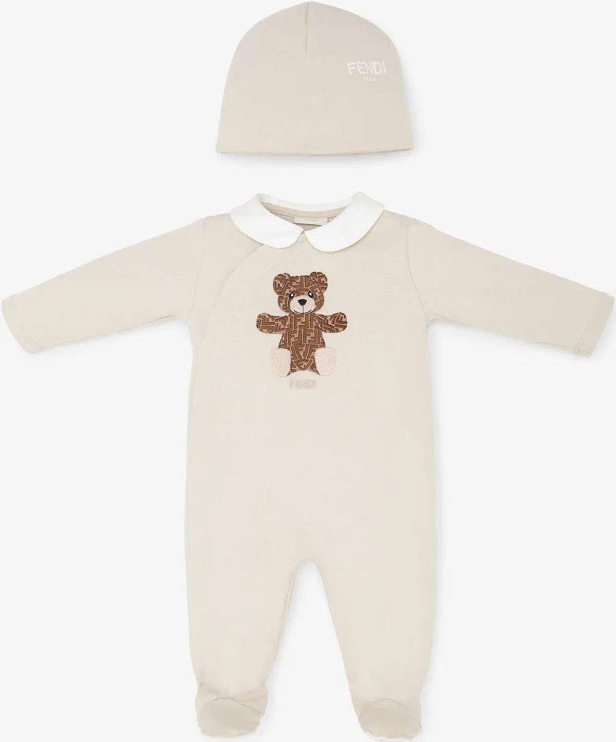 Beige baby grower & hat