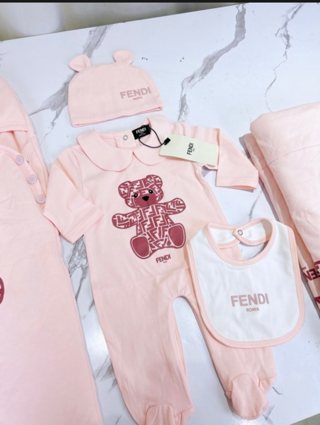 Pink baby set & bib