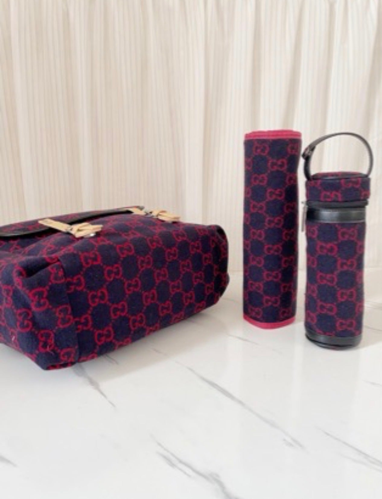 Navy and red Gucci 3 in 1 changing bag