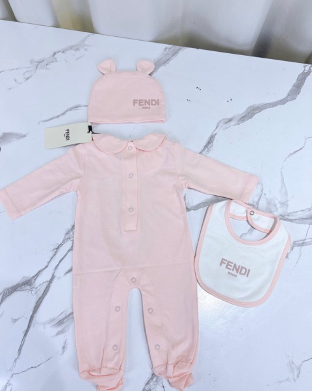 Pink baby set & bib
