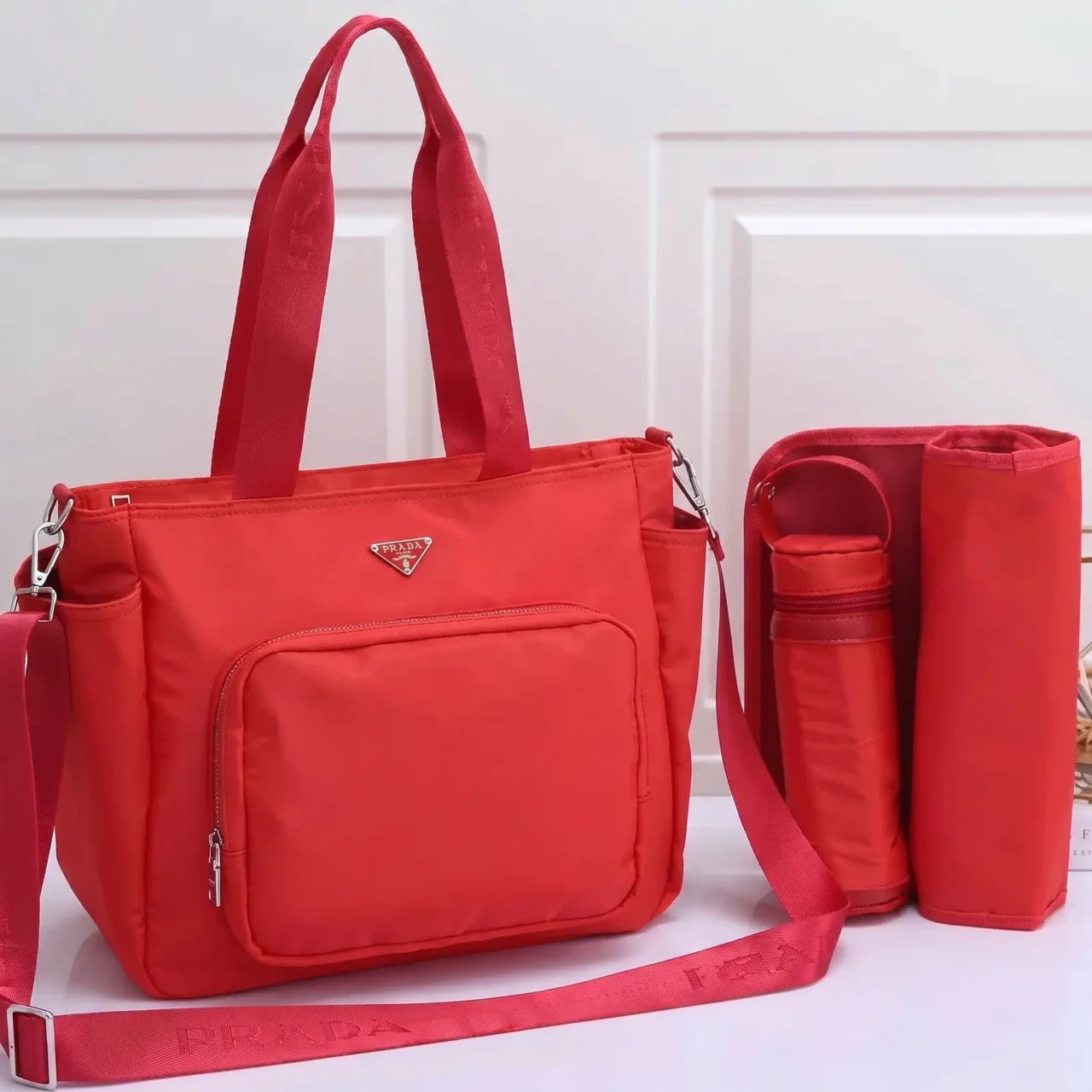 Prada changing bag red